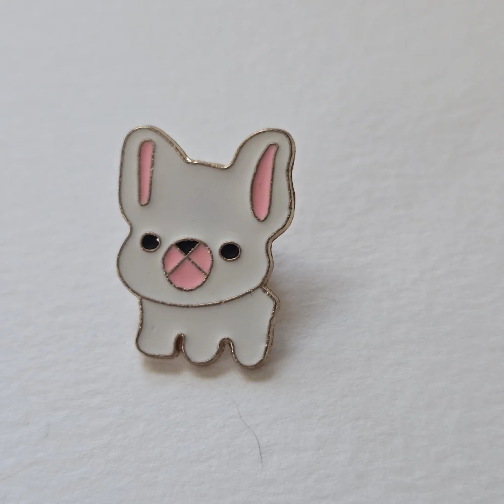 Cute White & Pink Dog Enamel Pin